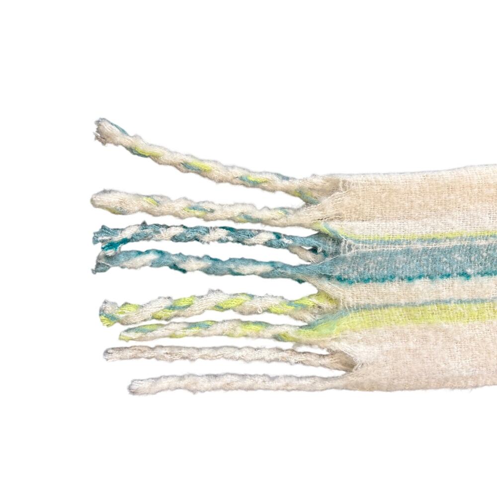 Target NWT Striped Fringe Scarf Blue Green White